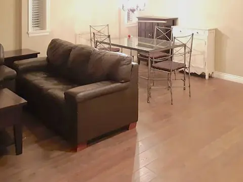 Living room with light hardwood floor